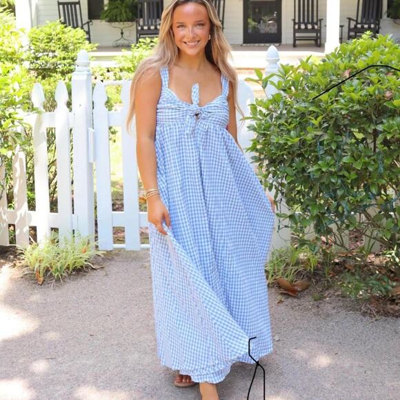 Other Dresses & Skirts - Nwt blue white gingham maxi dress